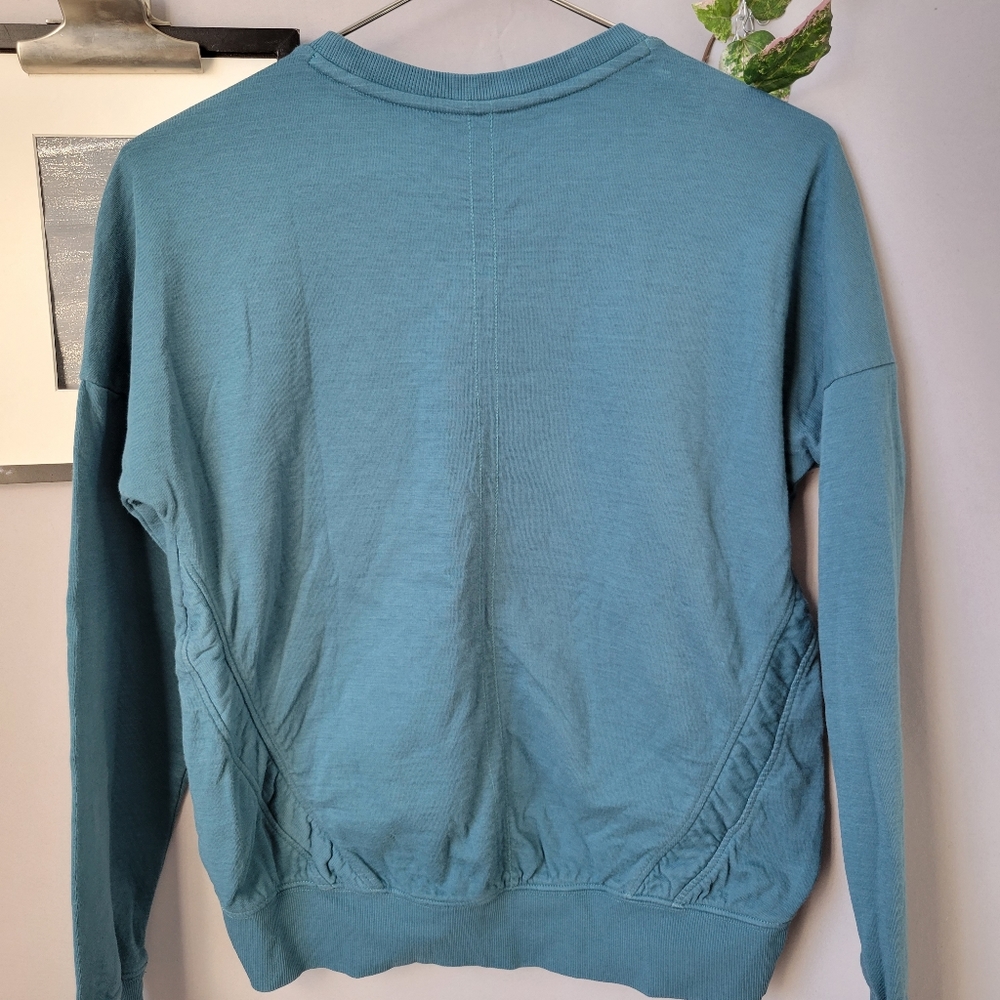 Athleta Girl Beachy Scrunch Pullover Crew Neck‎ Sweatshirt Teal Blue XL 14 - Picture 8 of 13